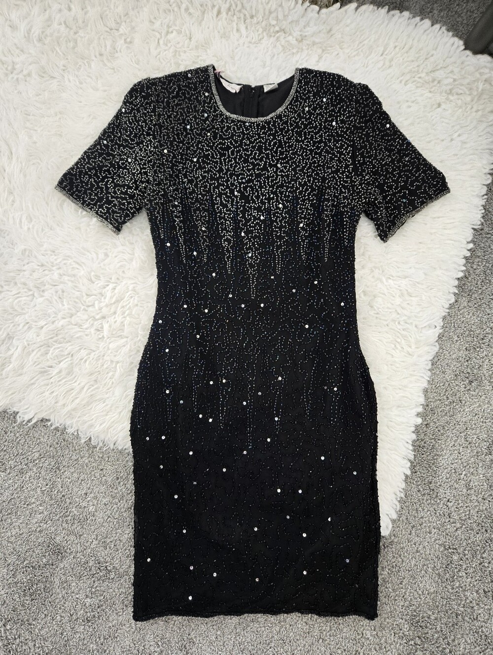 Laurence Kazar 100% Silk Whimsigoth vintage beaded cocktail dress. Size xsmall